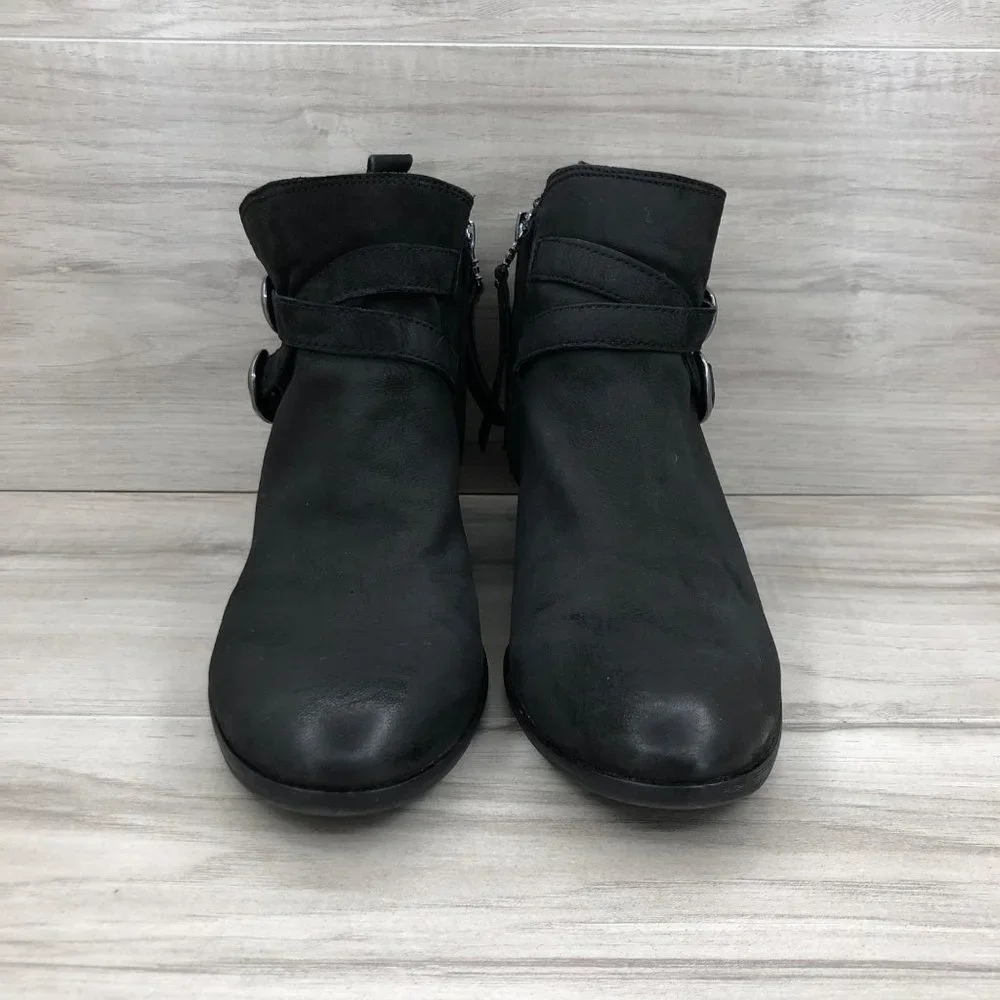 Sam Edelman Ankle Boots Women's 7.5 Parlie Soft Leather Distressed Toe Zip Booti